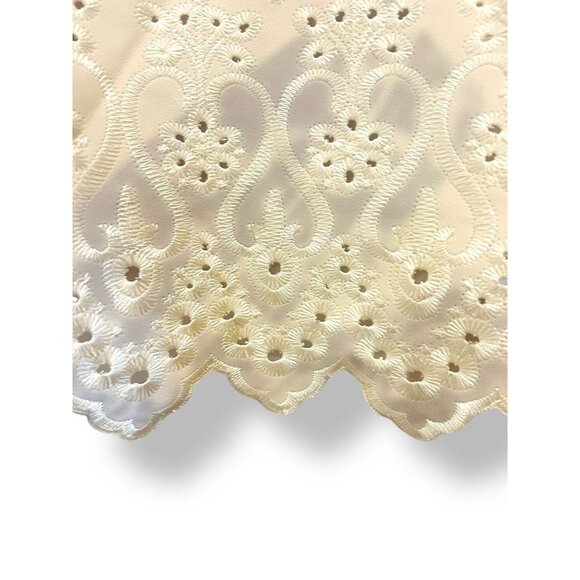 Ivory Cream Embroidered  Balloon Sleeves Lined Statement Dress Womens Size 10 - Picture 6 of 16